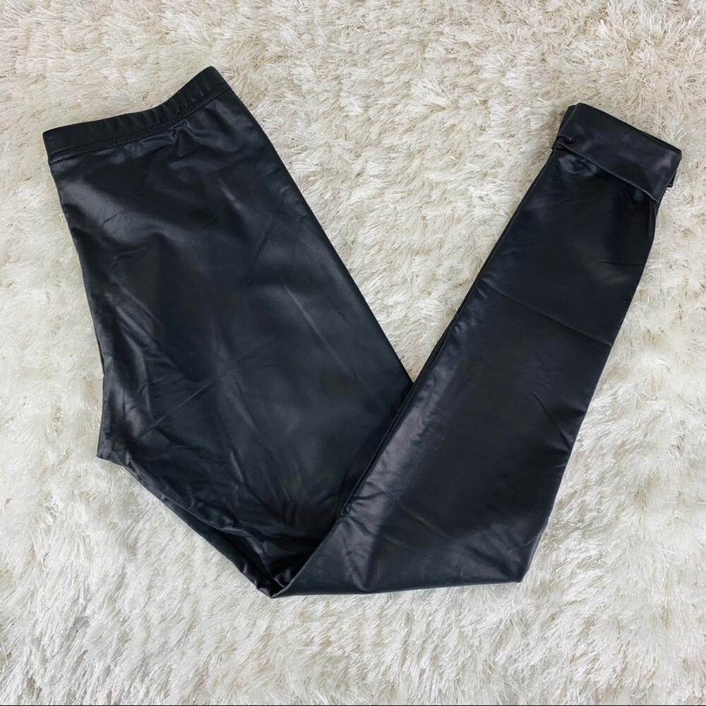Faux Leather Leggings Small Cuff Hem Medium